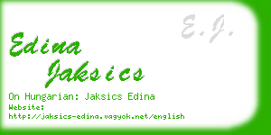 edina jaksics business card